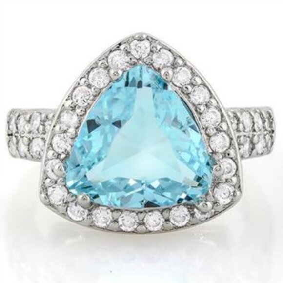 Jewelry - 4.30ctw Blue Topaz & White Sapphire Ring Size 8